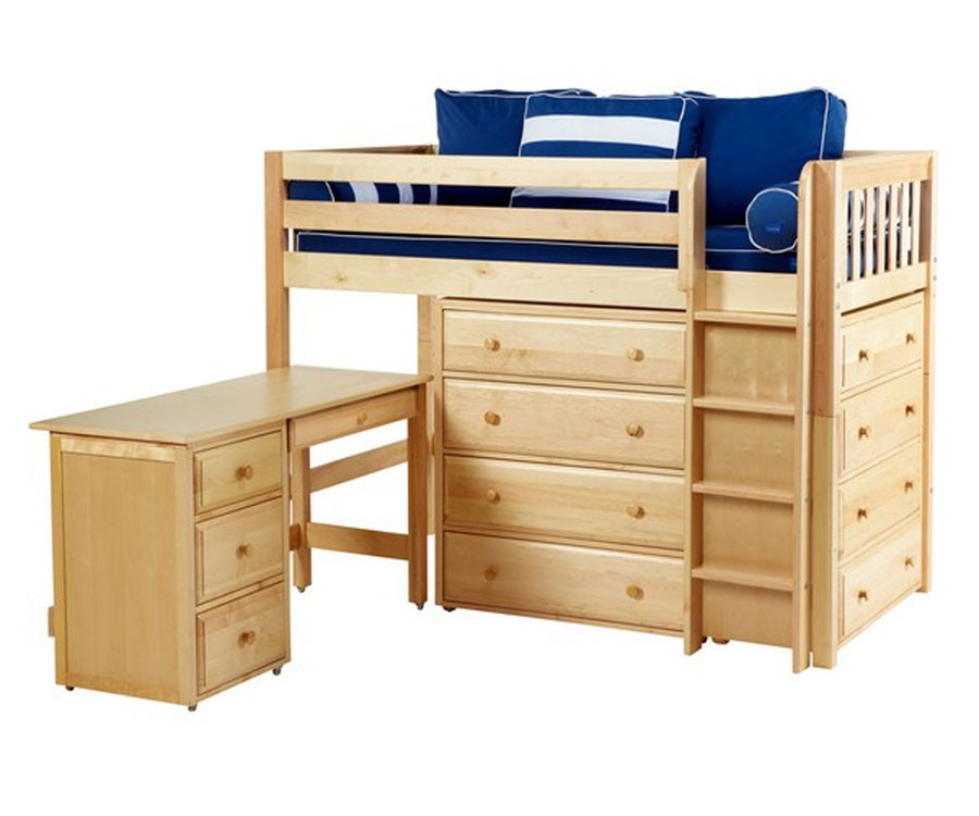 Maxtrix Bling1l Mid Loft Bed With Dressers Desk Matrix Kids
