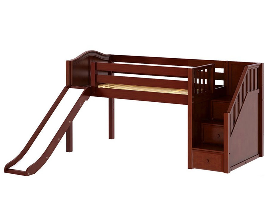twin bed with slide and stairs