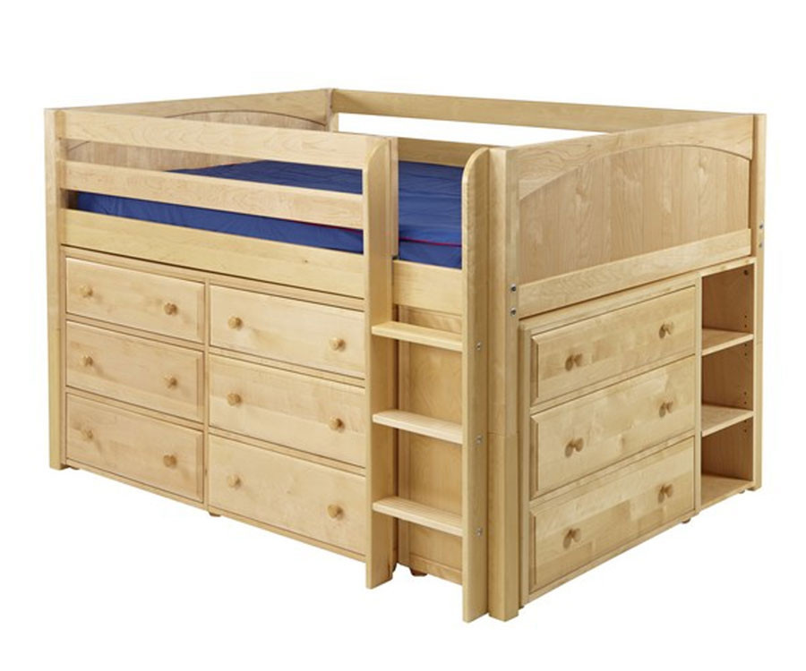 full low loft bed with storage