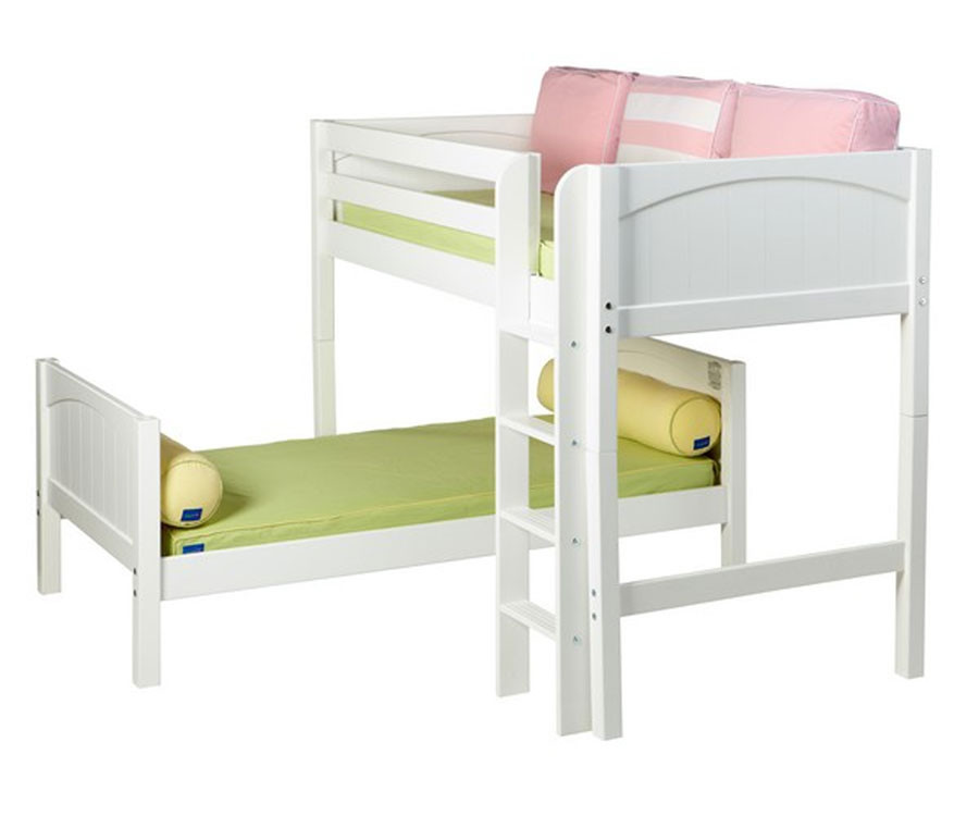 Maxtrix MISH L Shaped Bunk Bed Twin Size White