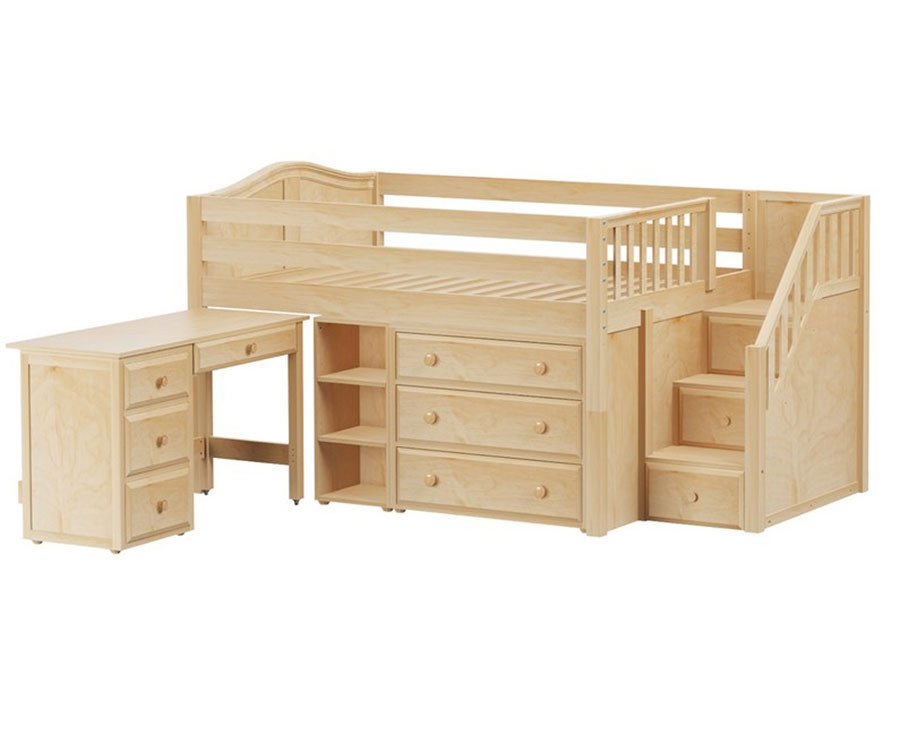 full size low loft bed with storage
