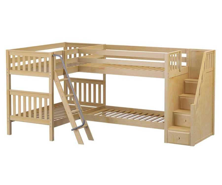 Maxtrix Quad Corner High Bunk Bed Matrix Kids Furniture Solid