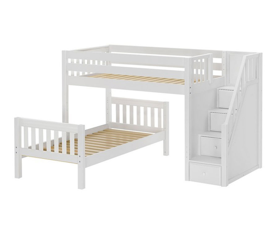 white l shaped bunk beds