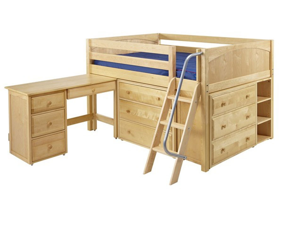 Maxtrix Xl4l Low Loft Bed With Dressers And Desk Solid Wood Bed
