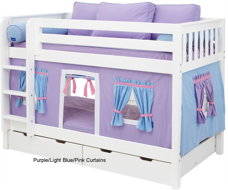 pink bunk beds with stairs
