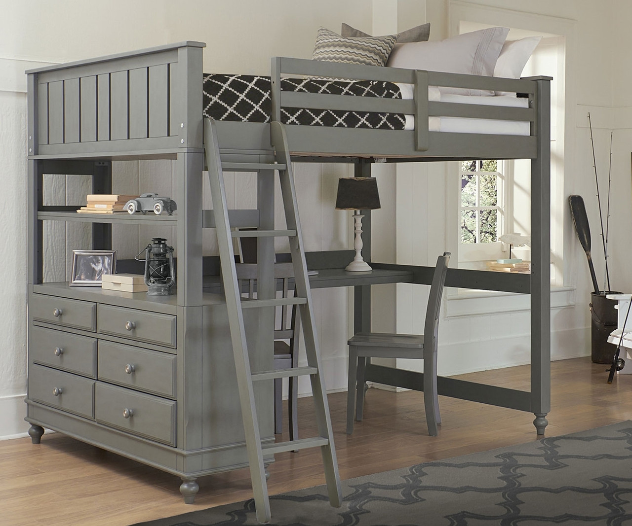 2045 Full Size Loft Bed with Desk | Lakehouse collection ...