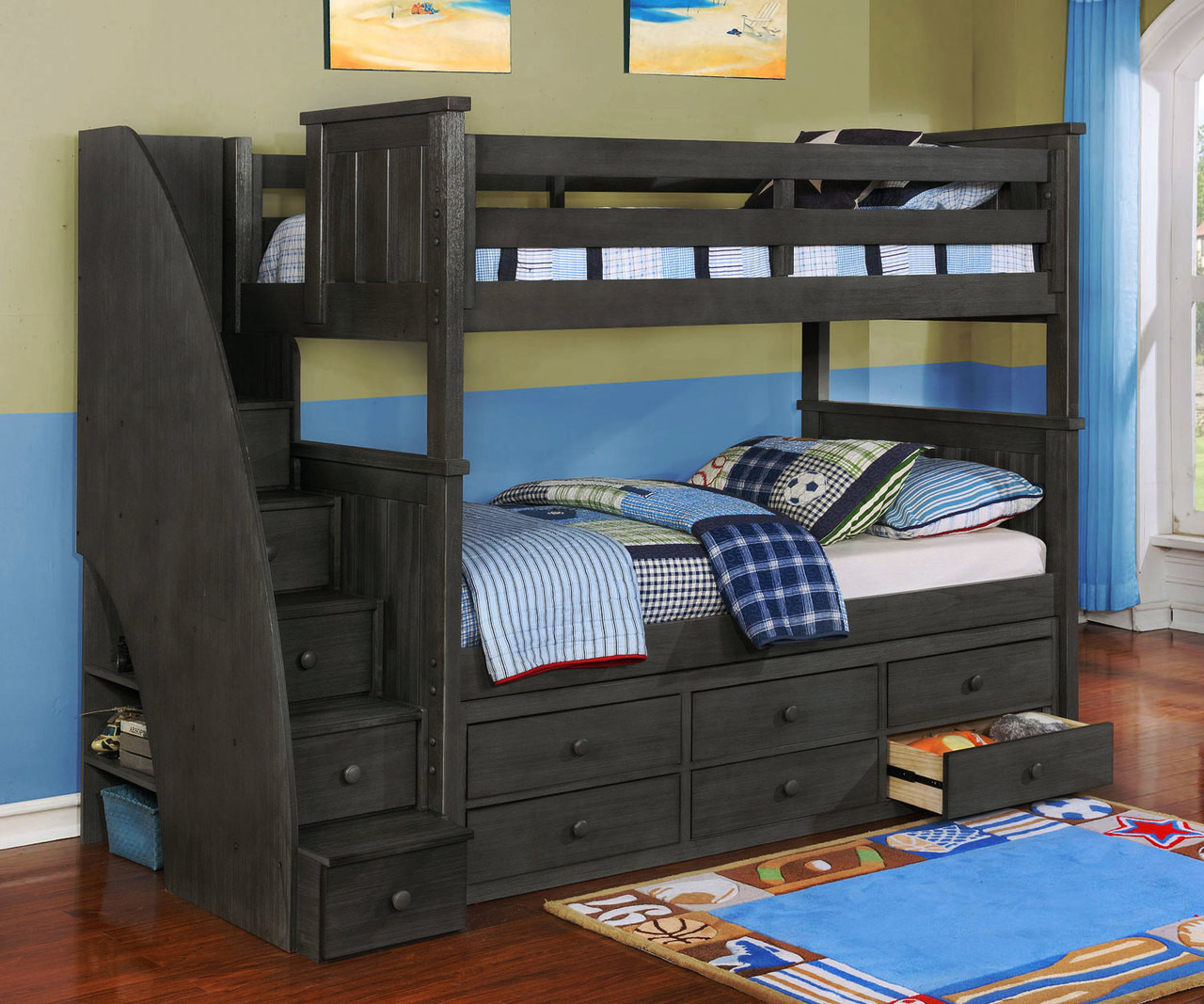 kids bunk beds with steps