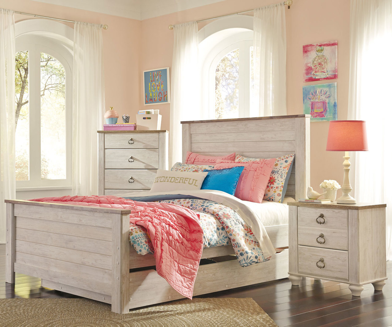 Willowton Full Size Panel Bed With Trundle B267 Ashley Kids