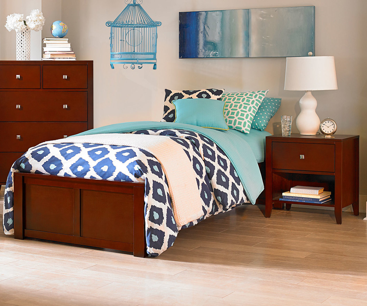 Urbana Cherry Finish Twin Size Platform Bed 31001N | NE ...