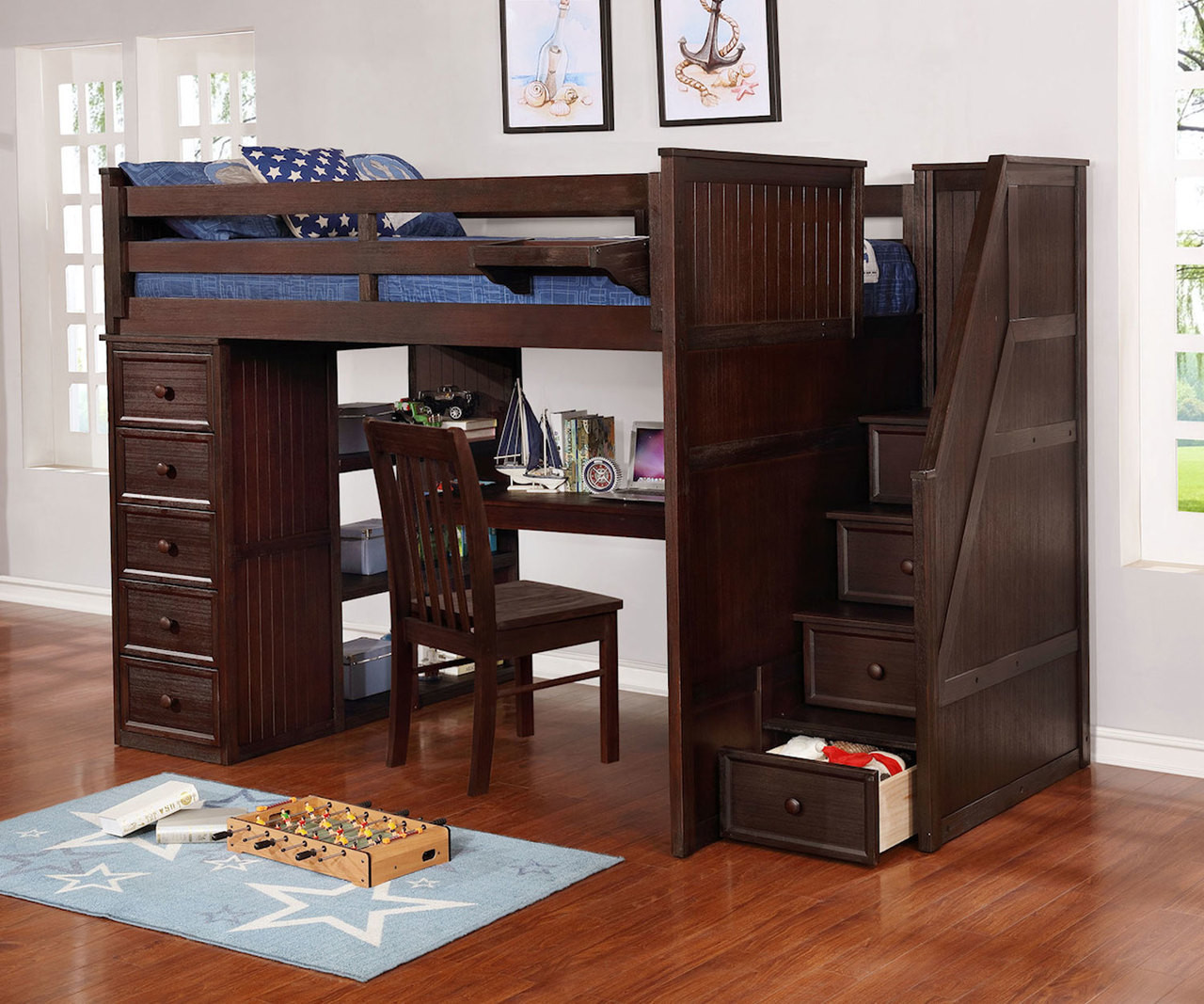 boys cabin bed with desk