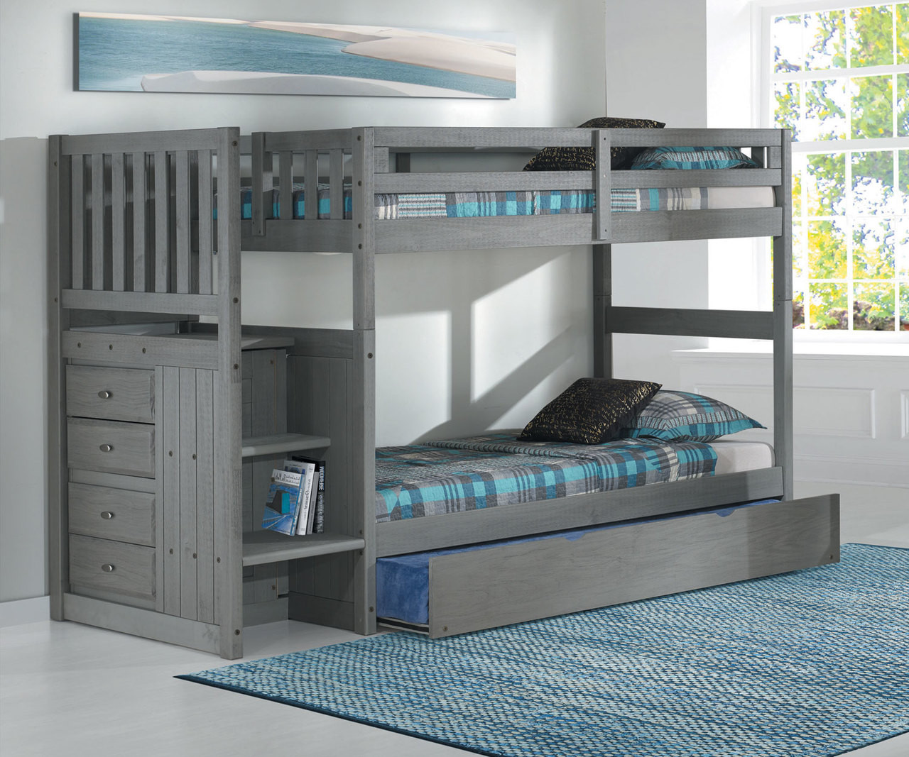 Westport Gray Mission Stair Stepper Bunk Bed | Kids ...
