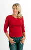 Chilli Red 3/4 Sleeve V-Neck Bamboo T-Shirt