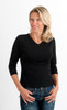 Black 3/4 Sleeve V-Neck Bamboo & Cotton T-Shirt