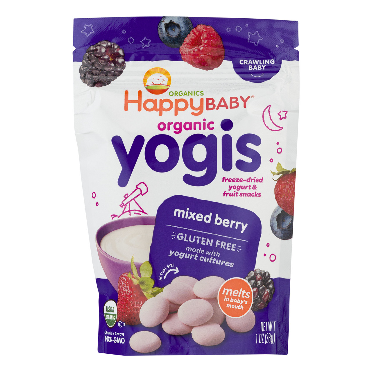 Happy Yogi Mixed Berry Yogurt Snacks (8x1 Oz), For Baby, Baby Food