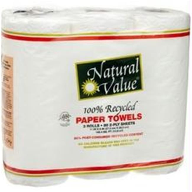 Natural Value 100% Recycled Paper Towels By The Roll (30x80CNT ), Eco-Home,  Biodegradable, 706173003533, B60701