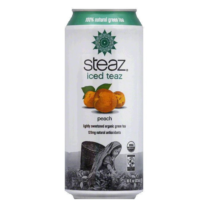 Steaz Energy Peach Iced Green Tea (12x16 Oz), Teas, Iced & Bottled