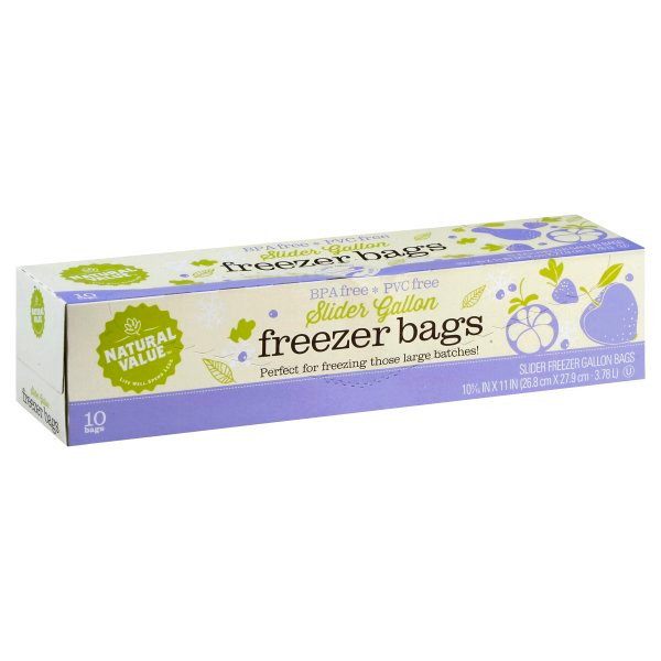 Natural Value Freezer Bags, Slider, Gallon - 10 bags