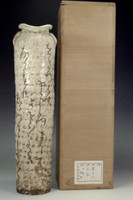 sale: Otagaki Rengatsu poem carved pottery flower vase 