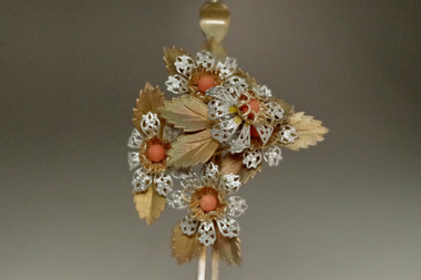 sale:  Kanzashi - Antique Japanese women's hairpin coral ornament 