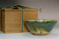 sale:  Kato Shuntai (1802-1877) Antique Oribe greazed tea bowl 