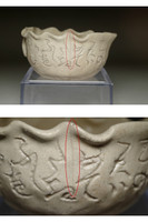 sale: Otagaki Rengetsu poem carved pottery Yuzamashi cup