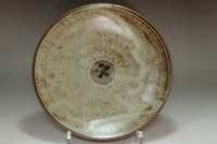 sale: Jomon inlay plate in Mashiko ware by Shimaoka Tatsuzo