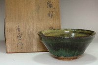 sale:  Kato Shuntai (1802-1877) Antique Oribe pottery tea bowl 