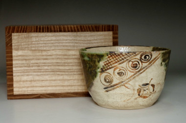 sale: Kato Shuntai (1802-1877) Antique oribe pottery tea bowl 