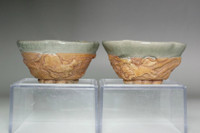 Set of 2 Antique Soma pottery sake cups #4903