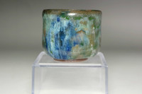  Vintage Japanese firing effects glaze pottery sake cup #4913