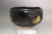 Raku Kichizaemon 7th Chonyu (1714-1770) Antique KURO RAKU pottery teabowl #4989
