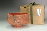 Attributed to Raku 10th Tanyu, Edo Period Japanese Aka-Raku Chawan #5353