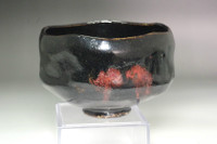 Japanese Edo Period Black Raku Tea Bowl, traditionally attributed to Raku 10th Tannyu #5363