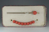 sale: KANZASHI - Vintage Japanese hair pin w 9 coral beads
