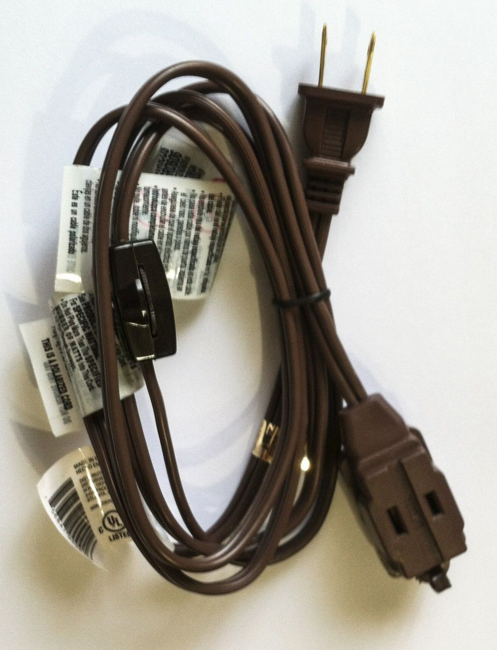 Extension Cord 16/2 6Feet with Thumb Wheel On/Off Switch Brown