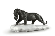 Lladro Black Panther with Cub figurine 01009382