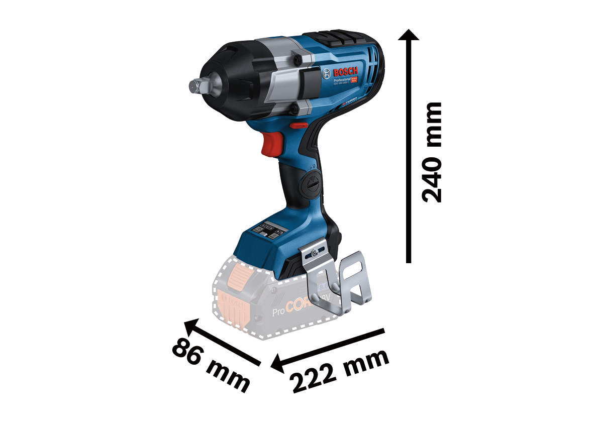 Bosch GDS 18V-1000 C 1/2" BiTurbo Impact Wrench Body Only (L-Boxx) (06019J8001)