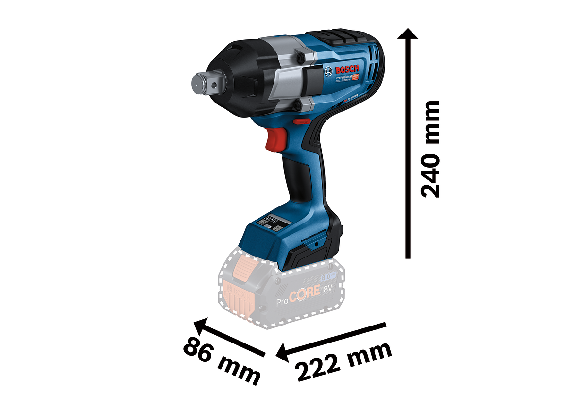 Bosch GDS 18V-1050 H 3/4" BiTurbo Impact Wrench (Body Only) (06019J8500)