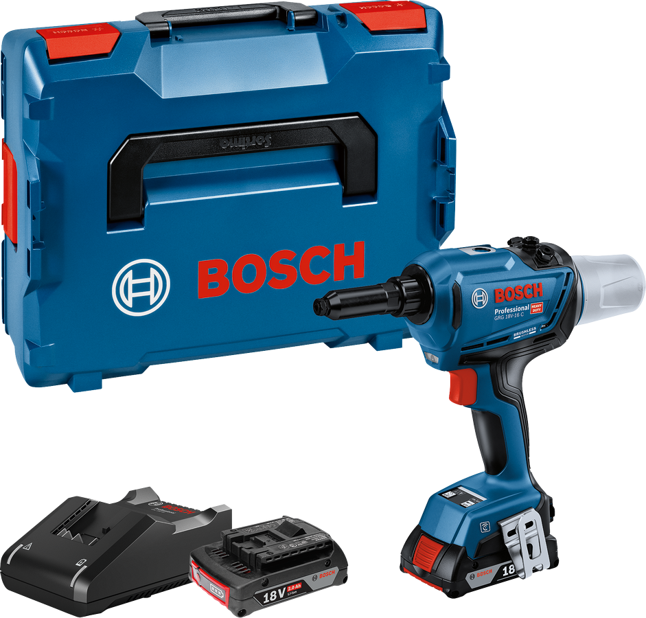Bosch GRG 18V-16 Cordless Rivet Gun Kit (2 x 2Ah) (06019K5071)