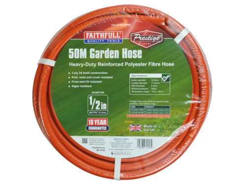 Prestige Heavy-Duty Garden Hose 50m 12.5mm (1/2in) Diameter