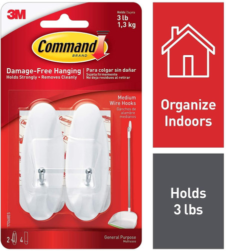 Command Medium Wire Hooks Pack (2 Hooks) (17068)