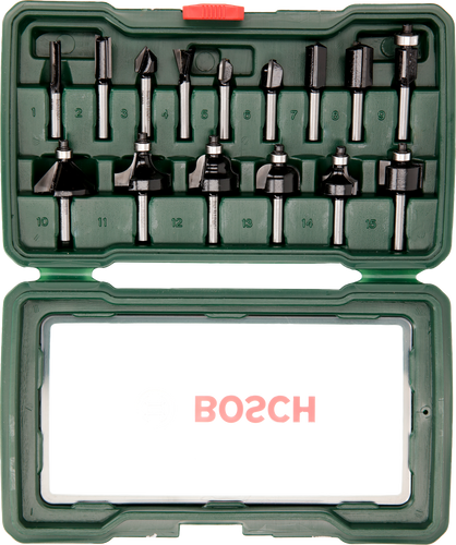 Bosch15-piece TC router bit set (1/4" shank)