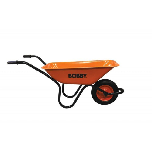 BOBBY Heavy Duty Orange Hi-Viz Galvanised Tray Wheelbarrow 90L (Bobby-90L-Orange)