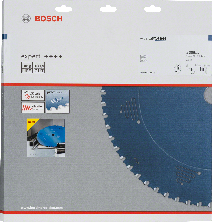 Bosch 305 x 25.4 x 80tpi Steel Blade (2608643061)