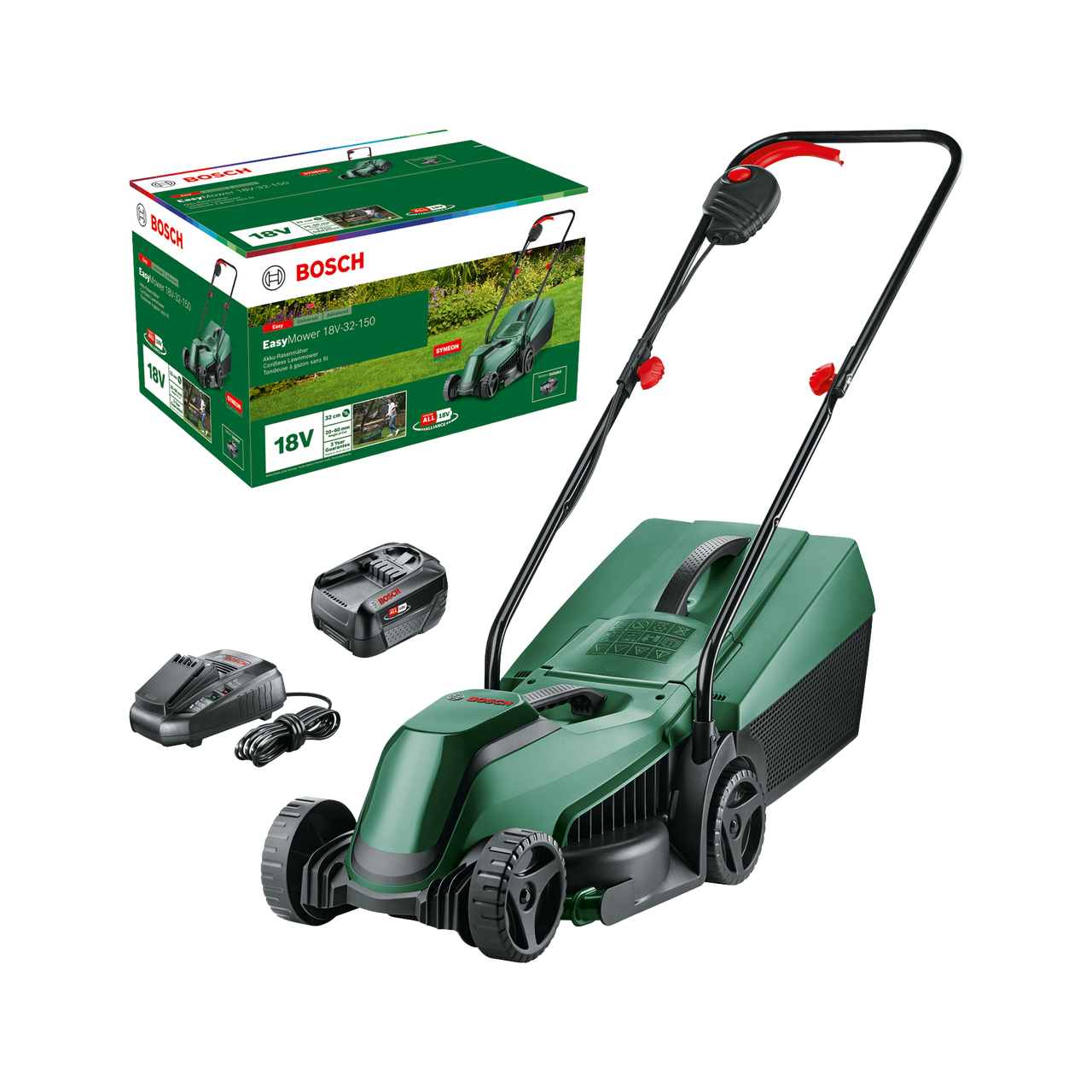 Bosch EasyMower 18V 32 200 Cordless Lawnmower with 4Ah Battery