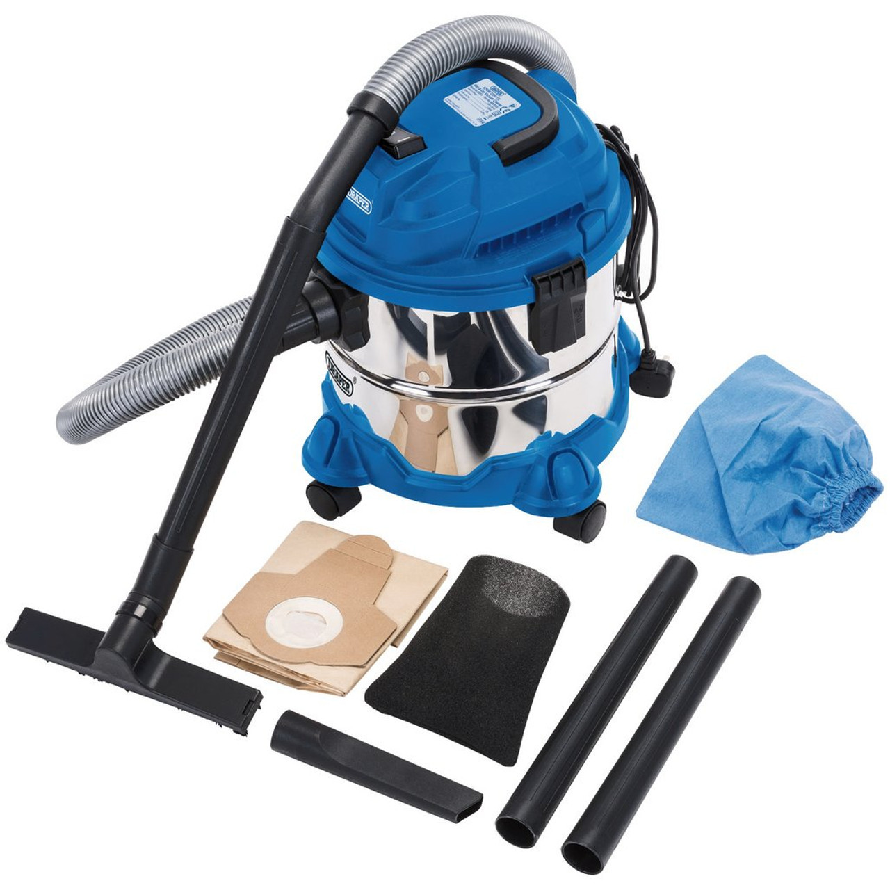 Draper 15L Wet & Dry Vacuum with Stainless Steel Tank (1250W) (20514)