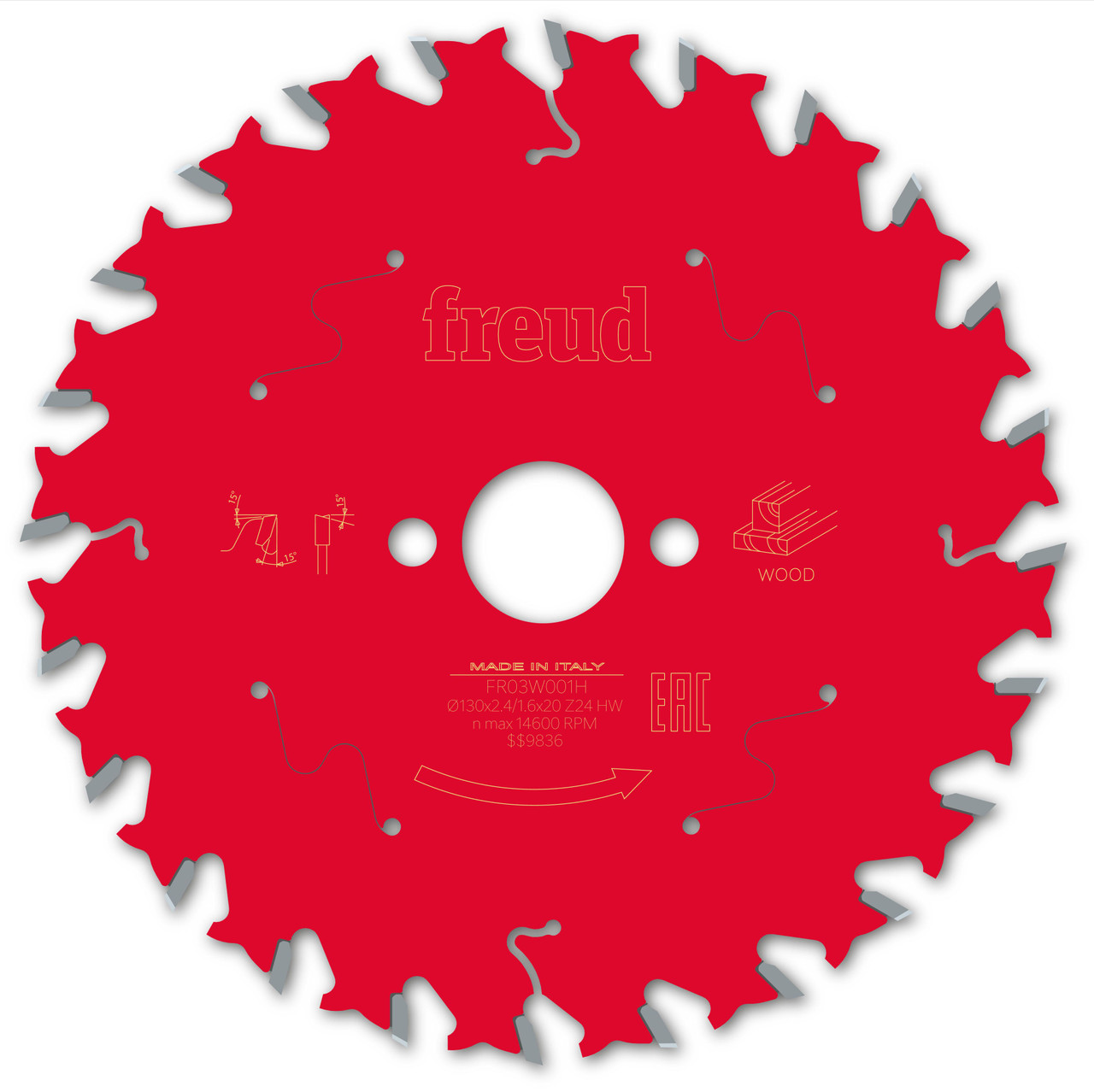 Freud Wood Circular Saw Blade 130mm x 20mm x 2.4mm x 24T (F03FS09665)