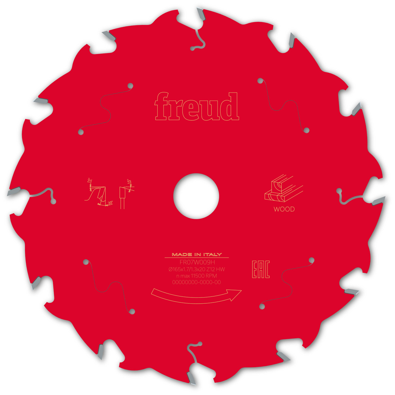 Freud Wood Circular Saw Blade 160mm x 20mm x 1.7mm x 12T (F03FS10040)