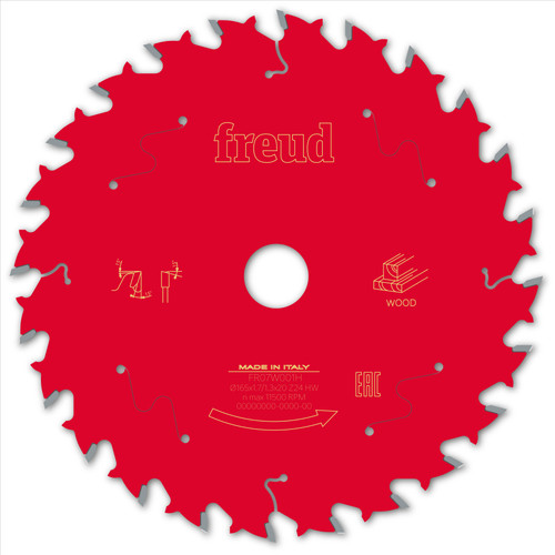 Freud Wood Circular Saw Blade 165mm x 20mm x 1.7mm x 24T (F03FS09686)