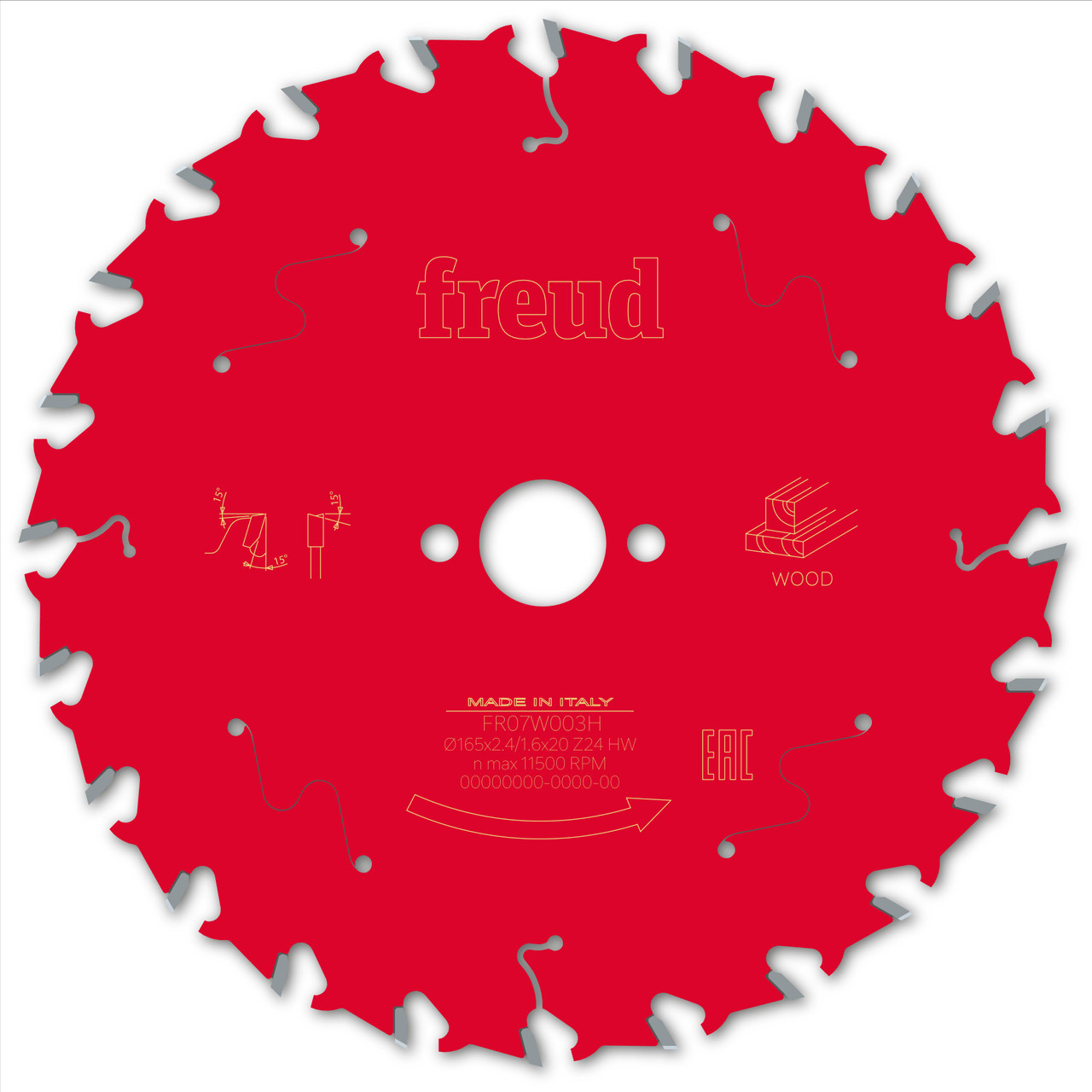 Freud Wood Circular Saw Blade 165mm x 20mm x 2.4mm x 24T (F03FS09688)